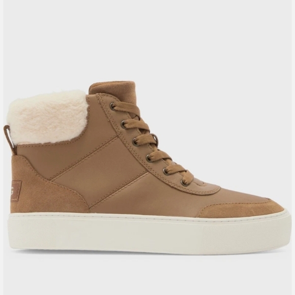 UGG Cakewalk High-Top Sneaker Women's Plush Faux Fur Leather Suede Upper NWT Sz7 - Picture 2 of 14